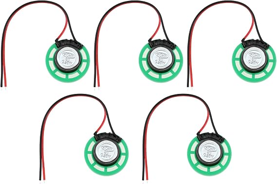 5Pcs Mini Speaker Toy Magnetic Speaker Internal Replacement Speaker 8 Ohm 0.5W for DIY Electronics Games 26mm Cable Length 100mm Green