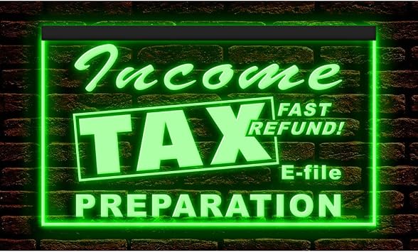 190176 Income Tax Preparation Easily File Federal and State Office Service Display LED Light Neon Sign (16" X 12", Green)