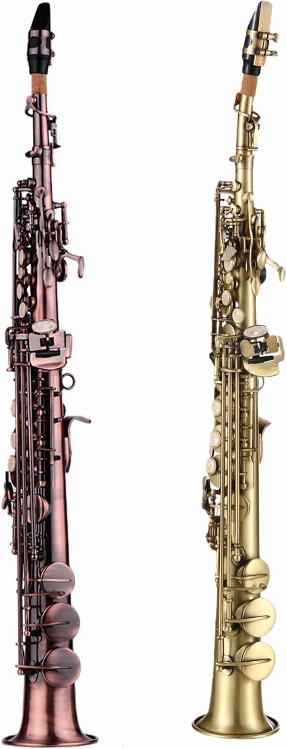 Bb Soprano Saxophone Sax Woodwind Instrument Red Bronze and professional Brass Straight Bb Soprano Saxophone