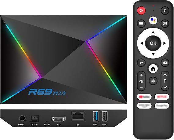 EASYTONE Android 14 TV Box 2026, Android TV Box 14.0 4GB RAM 64GB ROM 1000M Ethernet R69 Plus Smart Box 4K 8K WIFI6 H728 Octa-core 2.4G 5.8G Dual WiFi BT5.0 USB 3.0