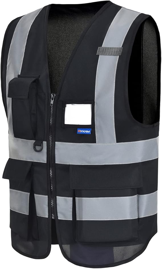 AYKRM 21 colors high Vis vest Zipper Front High Visibility vest Hi Vis Executive Vest Waistcoat with Phone & ID Pockets