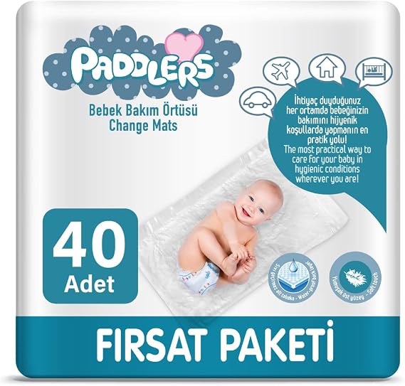 Paddlers Bebek Bakım Örtüsü 60x60 cm 40 Adet (4x10) – Alt Açma, Yatak Koruyucu