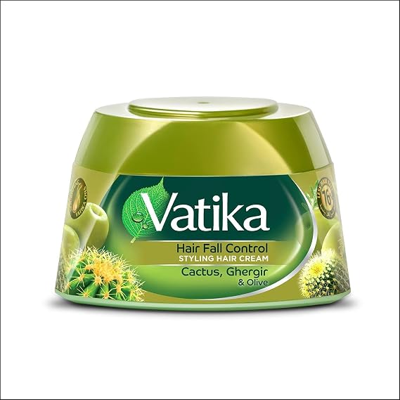 Vatika Naturals Hair Fall Control Styling Hair Cream | Natural Extracts of Cactus, Ghergir & Olive with Nourishing Vatika Oils - 140 ml