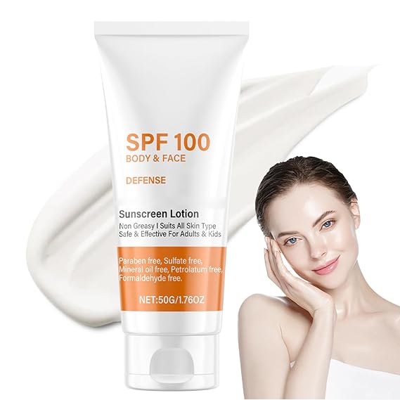 Spf 100 Face Sunscreen Moisturizer - Travel Size Sunblock - Oil Free Facial Sun Screen - Sun Screen Protector for Face & Body - Non-Greasy,No White Cast Waterproof Sunscreen Lotion -Dry Oily Skincare