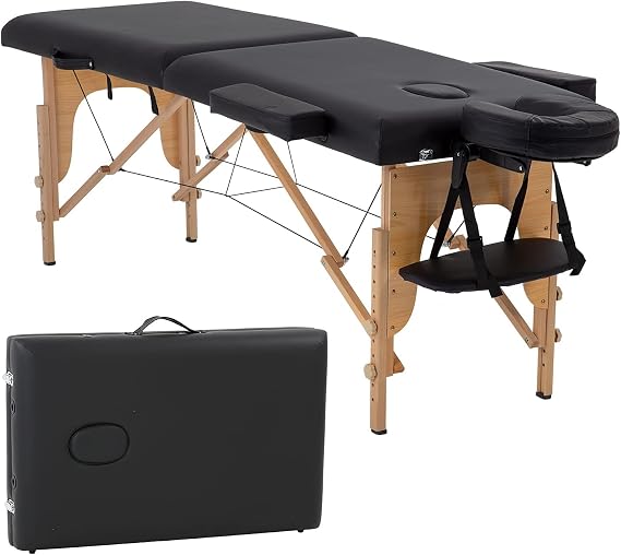 BestMassage | Portable Massage Table | 24" Wide, Black PU Leather
