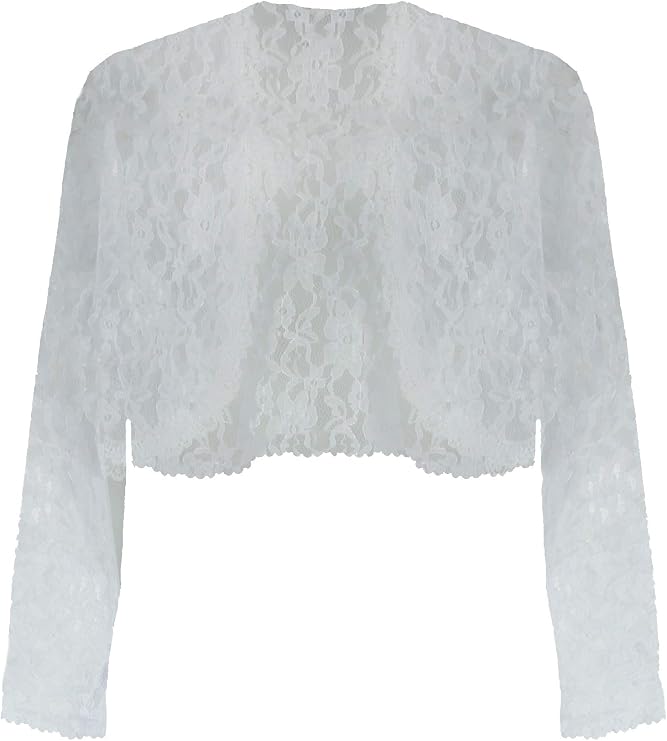 Long Sleeve Dressy Lace Cropped Bolero Shrug Jacket
