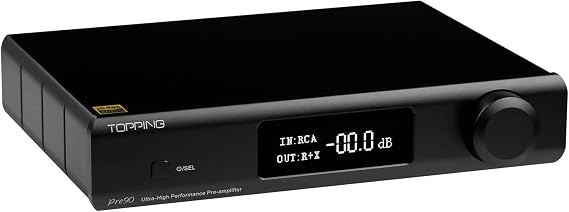 Topping PRE90 Preamplifier Hi-Res Audio NFCA Modules RCA Balanced XLR Output for D90III A90D EXT90 Audio DAC with Remote Control (Black)
