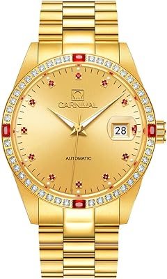 Diamond Automatic Watch for Men Waterproof Stainless Steel Watch