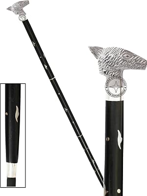 Walking Cane Rosewood Designer Wooden Walking Stick with Nickel Handle Gift for Men & Women 37 inch POLIK