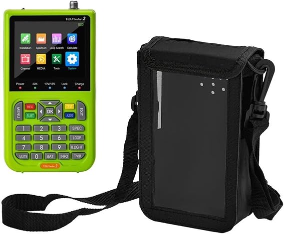 Digital Satellite Finder, 1080p HD V8 Finder 2 Meter DVB-S/S2 Digital Display Satellite Finder Type-C Rechargeable Signal Satellite TV Receiver,Satellite Finder Meter(With storage bag)