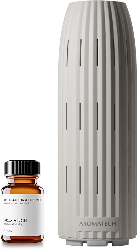 AromaTech Ambience Scent Diffuser for Essential Oil Blends & Fragrances Waterless Scent Machine w/Bluetooth for Home, Bathroom Boutiques, Hotel, Spa Sand with 60 ml Oil