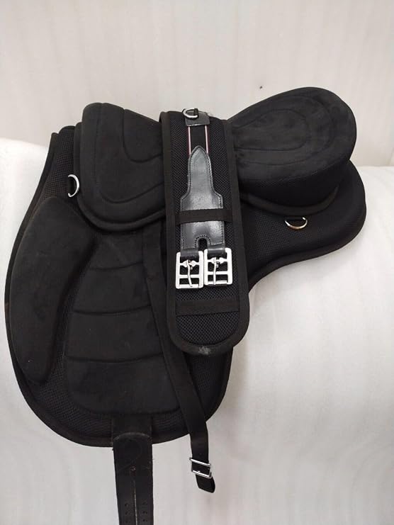 SABA International Designer Treeless Freemax Synthetic English Saddle for Horse (Black)