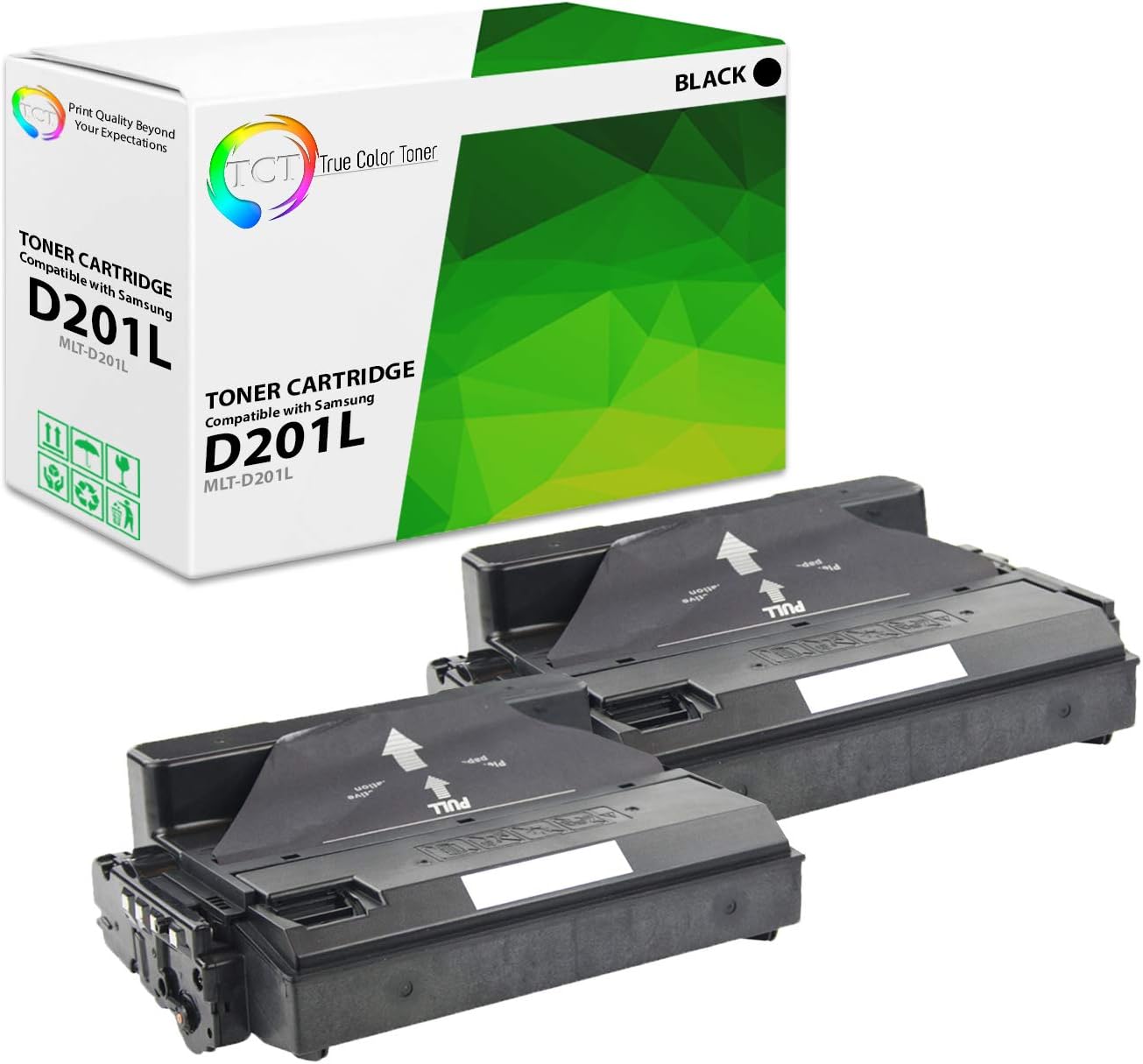 TCT D201L Toner Cartridge 2 Pack - Compatible Replacement for Samsung MLT-D201L Black High Yield Works with Samsung ProXpress M4080FX M4030ND Printers 20,000 Pages