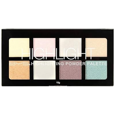 BYS Highlight Palette 8 Shades - Highlighting Powder Palette, Strobe Palette, Glam, Glow, Shimmer, Illuminate Makeup, enhance skin complexion intensify glow face eyes body makeup palette