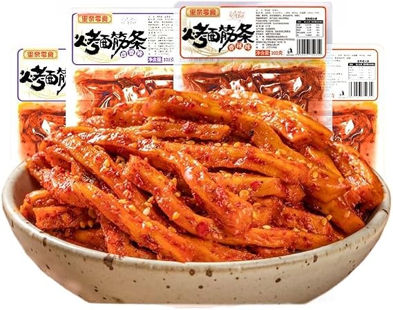 Instant spicy gluten, grilled gluten strips, classic Chinese spicy latiao snacks 102g/pack, malabang, Hunan handmade hot sticks, casual snack gift pack,vegetarian food,noodles (Spicy flavor,1 pack)