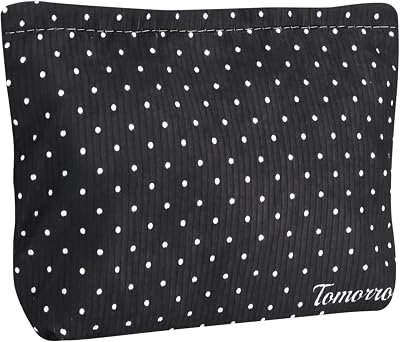 Cute Fashion Polka Dot Makeup Pouch for Women Small Make Up Bag for Purse Zipper Initial Makeup Cosmetic Simple Bags Pouches for Purse Aesthetic Travel Toiletry Bags,Black Dots