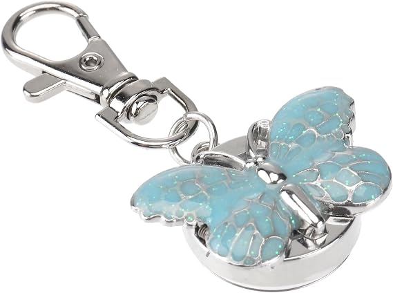 Blue Metal Keyring Easy Read Pocket Watch for Women