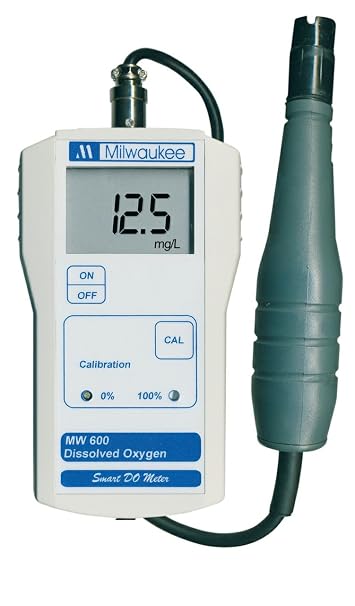 Milwaukee MW600 LED Economy Portable Dissolved Oxygen Meter with 2 Point Manual Calibration, 0.0-19.0 mg/L, 0.1 mg/L Resolution, +/-1.5 percent Accuracy, 100 Percent Saturation Range
