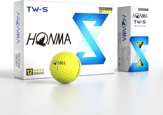 Honma TW-X & TW-S Tour Golf Balls, 3-Piece, White & Yellow, 1 Dozen