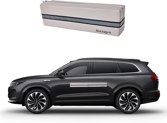 Hivexagon Car Door Dent Protectors Compatible with Steel Door - Removable Soft Cushion Protector Made with PU Leather and Built in Magnets, Come with Interior Security Suction Strap(Gray) (1)