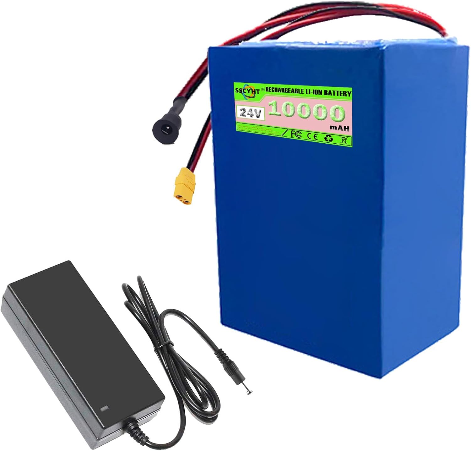 24V Lithium Ion Battery 24V 12Ah 8Ah 15Ah 25Ah 30Ah 20Ah Lithium Battery 24V 10Ah 5Ah Rechargeable Battery for 250W - 750W Motors with Charger and BMS,24v10ah xt90