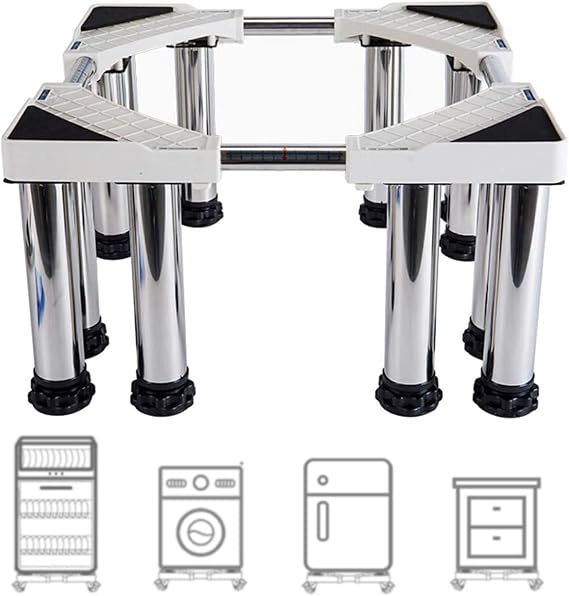 Trolley Washer and Dryer Stands, Multi-Functional Movable Adjustable Base Stand, Pedestal for Washing Machine Stainless-Steel with 12 Foot,20cm