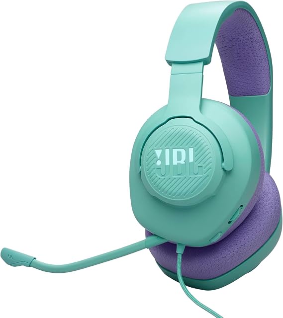 JBL Quantum 100M2 Wired Over-Ear Gaming Headset with JBL QuantumSOUND Signature and 3.5 mm Headphone Jack, Multi-Platform Compatibility, Detachable Mic, Mute Option, in Cyan
