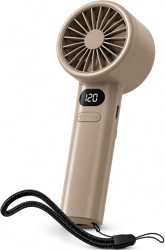Coverzone El Tipi Mini Fan, 250mAh Batarya, USB Şarj Edilebilir, Doğal Rüzgar Özelliği, Taşınabilir ve Kompakt Tasarım, Seyahat ve Ofis İçin İdeal, Yüksek Performans, Serinletici Etki (Kahve FZM-01)