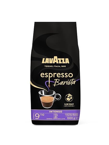 Lavazza Espresso Barista Intenso Whole Arabica and Robusta Coffee Beans with Cocoa and Wood Flavours for an Intense Coffee Intensity 9/10 Medium Roast 1 kg Pack