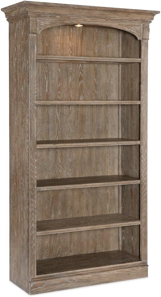 Hooker Furnishings Work Your Way Five-Shelf Bookcase with Oak Veneer for the Library or Study