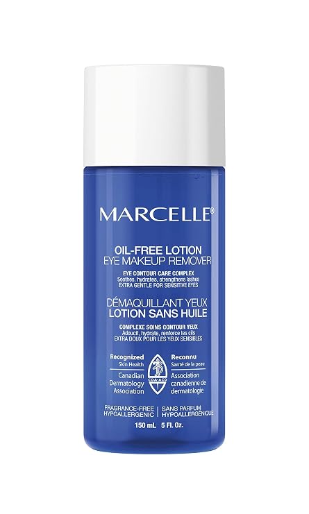 MARCELLE Oil-Free Eye Makeup Remover Lotion for Sensitive Eyes, 5 Fl Oz. | Removes Long-Wearing Eye & Lip Makeup, Non-Greasy Makeup Remover, Fragrance-Free, Alcohol-Free