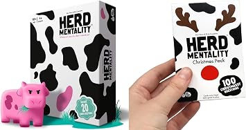 Herd Mentality Board Game Bundle with Christmas Expansion | Funny Family Party Game for Adults, Teens & Kids | 420 Players | Includes 20 Bonus Questions + 100 Christmas Cards