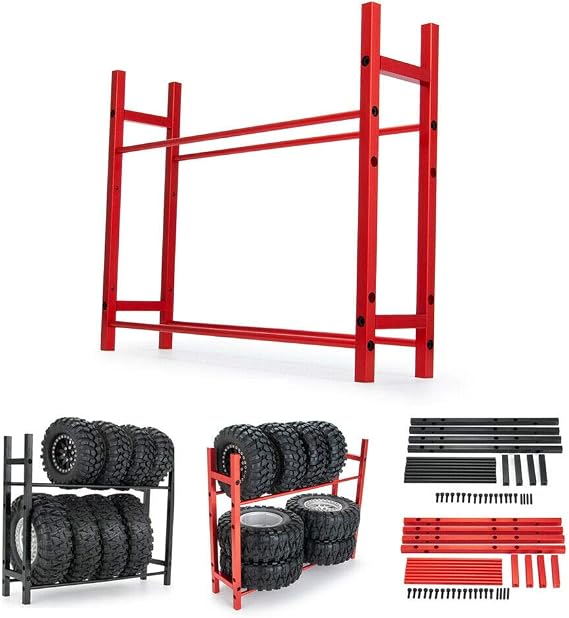RC Car Alloy Tire Rack/ Wheel Rack for 1.9'' 2.2" Tire Wheel Rim SCX10 D90 CC01 TRX4 RC Crawler (Black)