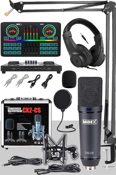 Midex Studio Equipment Private Package-5 CX2 Microphone VS22 Sound Card Studio Recording Set