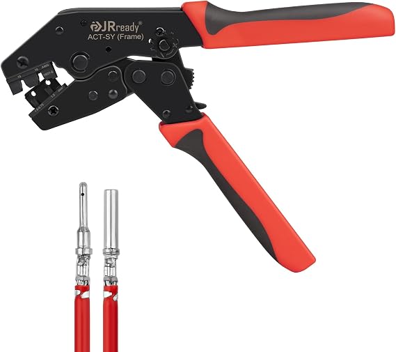 JRready ACT-SY-16DT-S Deutsch DT Crimp Tool for Size 16 Stamped Contacts | 16-18 AWG, for DT/Amphenol AT Size 16 Stamped Contacts, Dedicated Locator, Compact HRC45 Carbon Steel Frame, One-Step Crimps