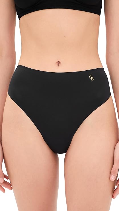 Cosabella Women's Lisciante High Waisted Thong, Black, M-L