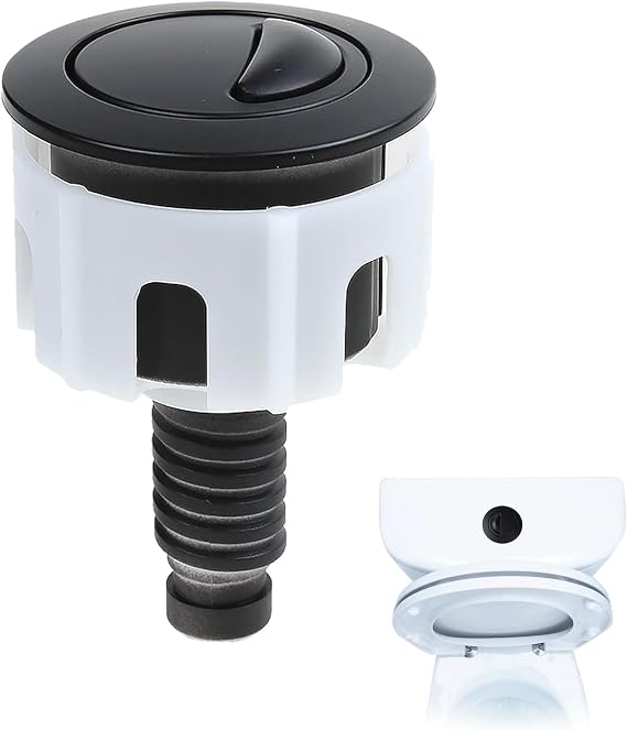 Black Toilet Flush Button Replacement Dual Flush Push Button, Universal Toilet Push Button Flush Replacement for Cistern Tank, ABS Toilet Cistern Flush Parts, Black Flush Button for Bathroom Repair