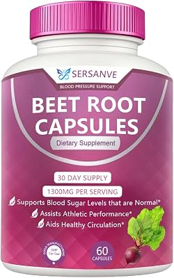 Beet Root Capsules Supplement, Blood Pressure Support,1300mg Natural Energy Support, Support Circulation and Blood Flow, 60 Count