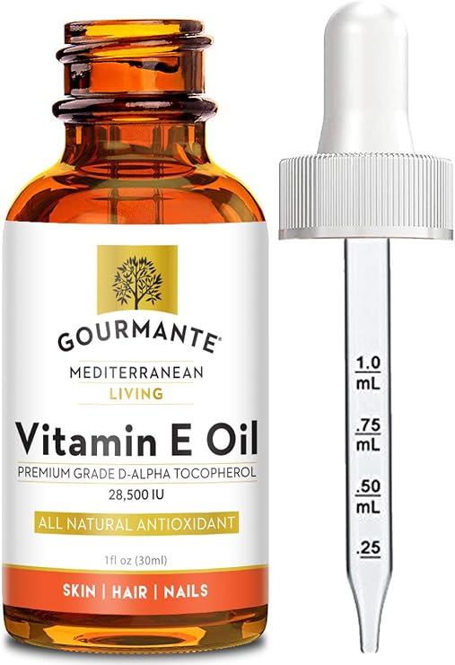 Natural Vitamin E Oil for Skin, Hair and Nail Health, Premium Vitamin E Oil with Nourishing D-Alpha Tocopherol 28,500 IU, Non-GMO and Paraben-Free, 1 Fl Oz/30 ml