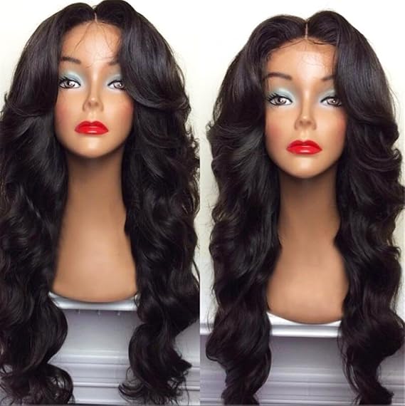 BlueSpace Wigs 28" Women Long Curly Hair Heat Resistant Fiber With Free Wig Cap Halloween Party Cosplay Costume Anime Wigs,(black) 1 Pack