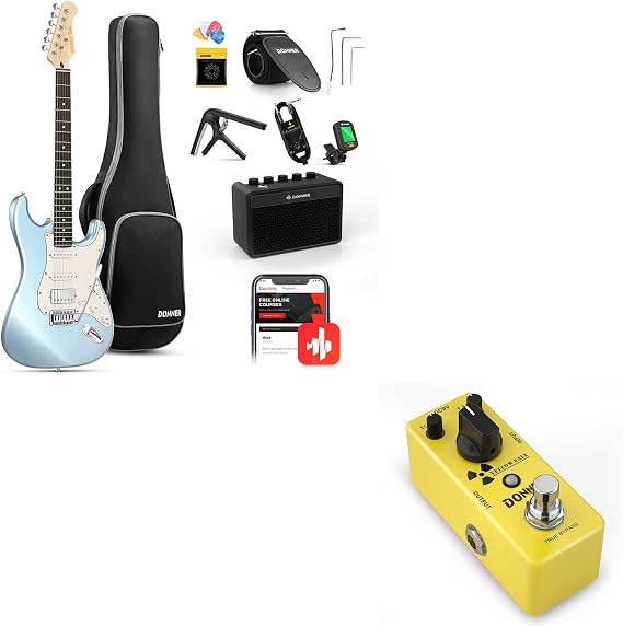 Donner DST-152R 39" Electric Guitar - Beginner Electric Guitar Kit with Guitar Delay Pedal