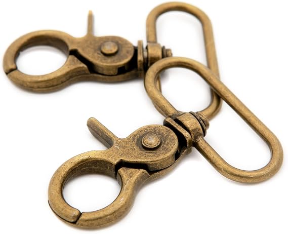 Trigger Snaps, Hook Clasps Oval Swivel Trigger Clips Hooks Clips Snap for Straps Bags Belting Leathercraft (Brushed Brass-1, 1 1/2")