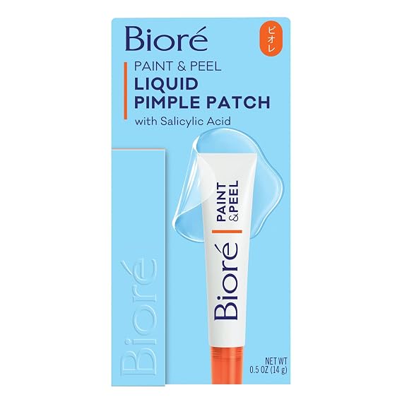 Biore Paint & Peel Liquid Pimple Patch Salicylic Acid Treatment, .5 fl oz | Invisible Acne Spot Treatment, Salicylic Acid Formula, Up to 100 Uses, Peel-Off Pimple Patch, Oil-Free, Non-Comedogenic