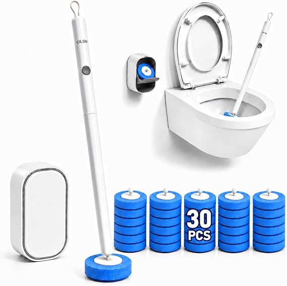 CiLoN Disposable Toilet Brush, Toilet Wand Cleaning System, Bowl Scrubber