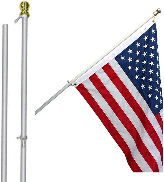 Flags Importer 6ft Spinning Flag Pole - Anti-Tangle Bearing System, Silver