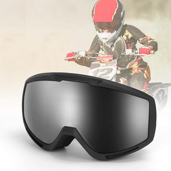 Kids Dirt Bike Goggles, Youth Moto Goggles for 3-12, Riding Glasses with Adjustable Strap and Anti-Fog Lens for Kids