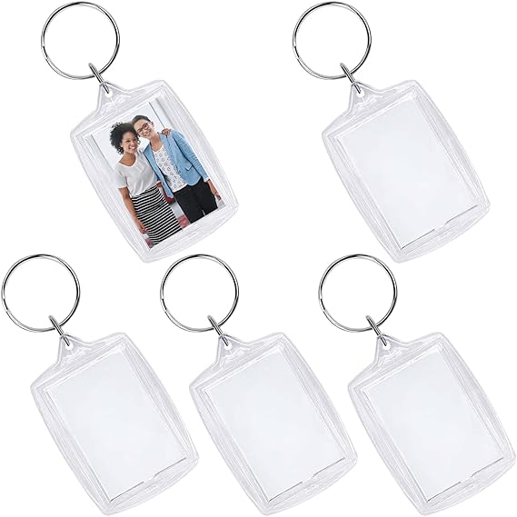Blank Acrylic Photo Keyring Double Sided Blank Insert Photo Keychain,5PCS