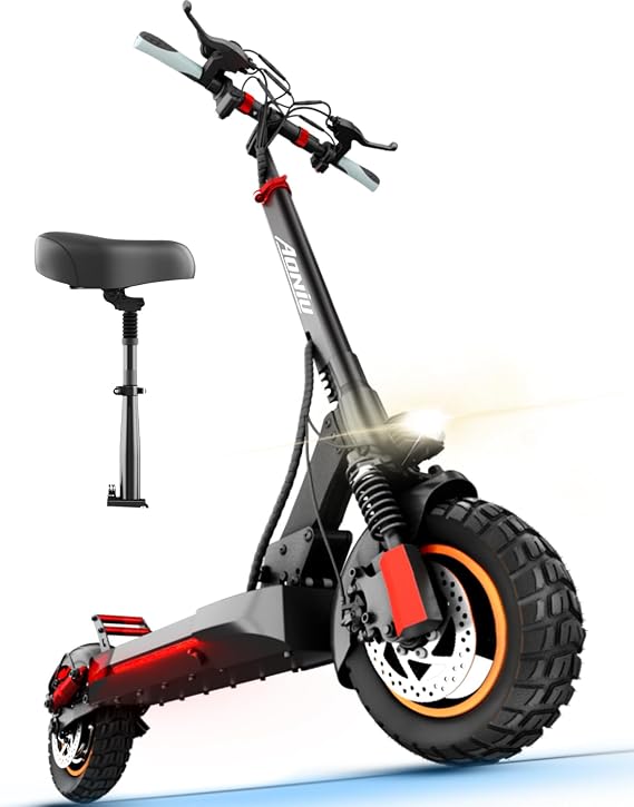 M4 Electric Scooter for Adults Escooter with Seat Off Road E Scooter Fast 25-30mph 15Ah Long Range 40 Miles 300 Lbs+ Heavy Duty Electric Scooters All Terrain Foldable for Teens Commuting