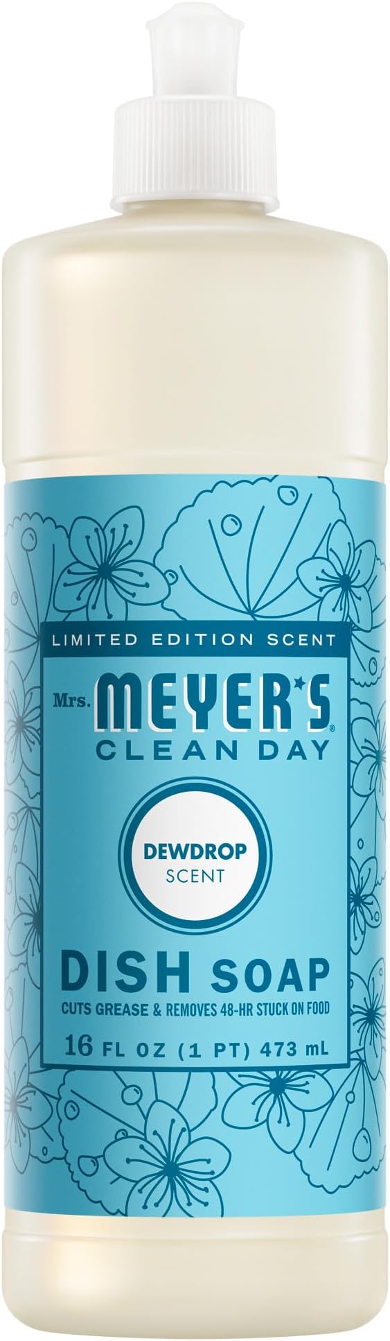 MRS. MEYER'S CLEAN DAY Liquid Dish Soap, Dewdrop, 16 fl oz