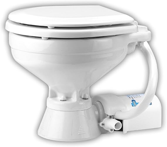 Jabsco 37010 Series Electric Marine Toilet, Push Button Operation, Macerator